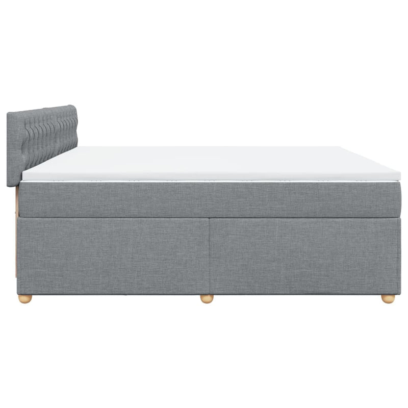 vidaXL világosszürke szövet rugós ágy matraccal 200 x 200 cm