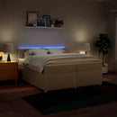 vidaXL krémszínű szövet rugós ágy matraccal 200 x 200 cm