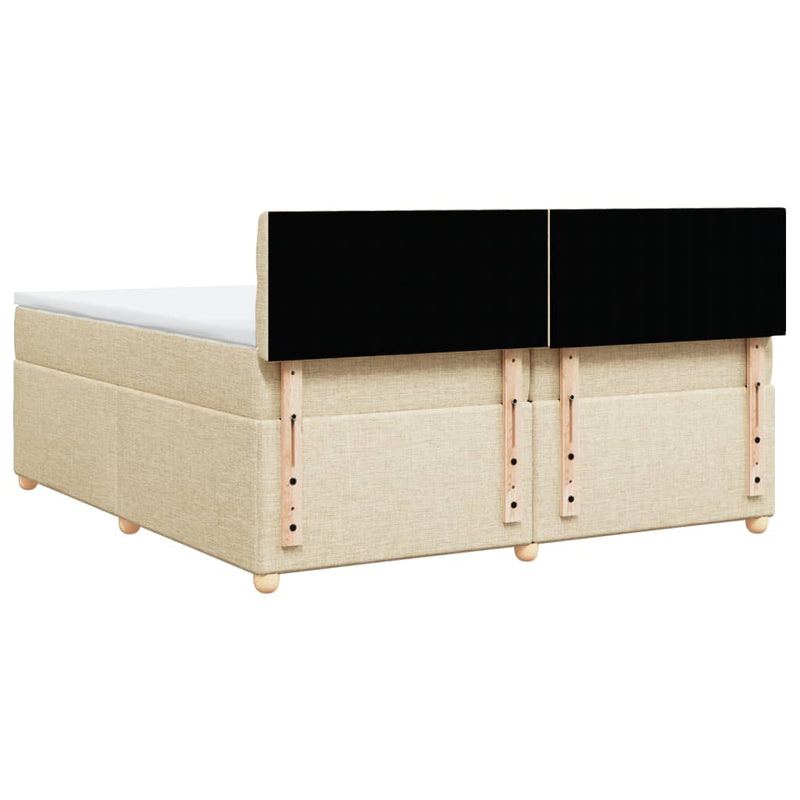 vidaXL krémszínű szövet rugós ágy matraccal 200 x 200 cm