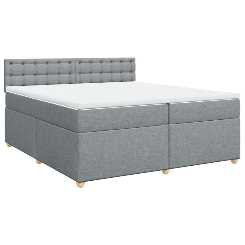 vidaXL világosszürke szövet rugós ágy matraccal 200 x 200 cm