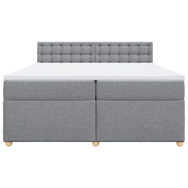 vidaXL világosszürke szövet rugós ágy matraccal 200 x 200 cm