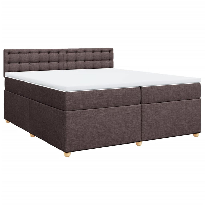 vidaXL sötétbarna szövet rugós ágy matraccal 200 x 200 cm