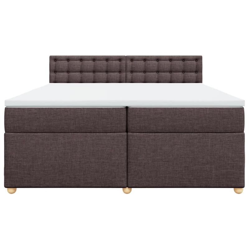 vidaXL sötétbarna szövet rugós ágy matraccal 200 x 200 cm