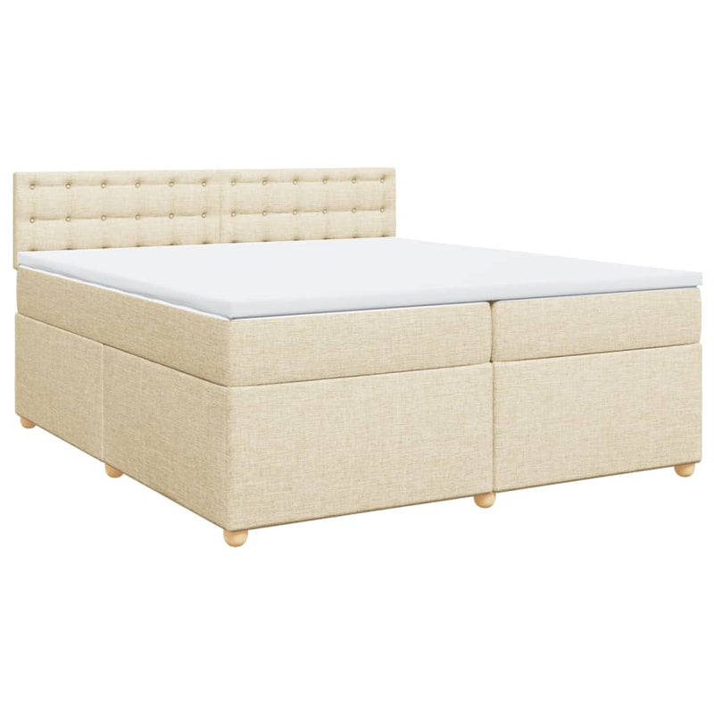 vidaXL krémszínű szövet rugós ágy matraccal 200 x 200 cm