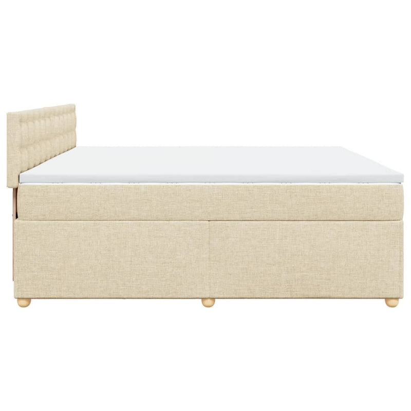 vidaXL krémszínű szövet rugós ágy matraccal 200 x 200 cm