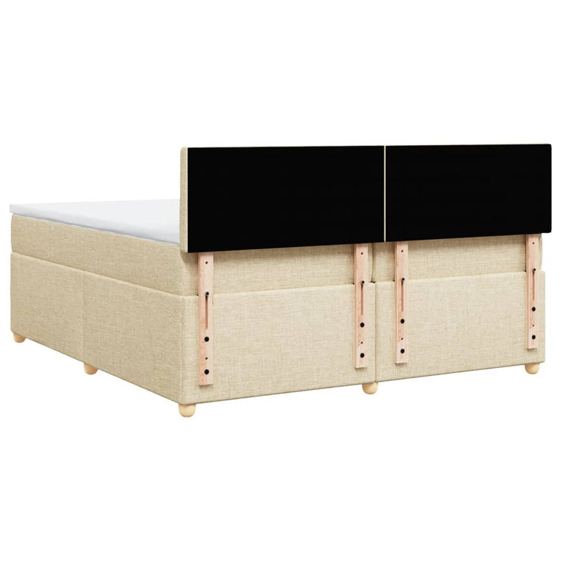 vidaXL krémszínű szövet rugós ágy matraccal 200 x 200 cm