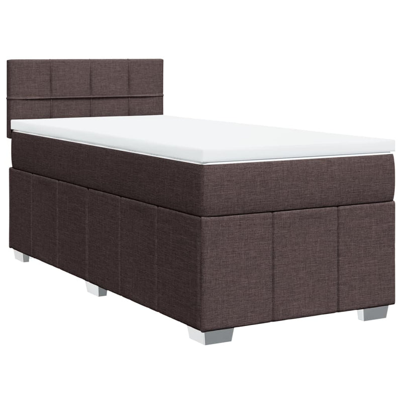 vidaXL sötétbarna szövet rugós ágy matraccal 80 x 200 cm