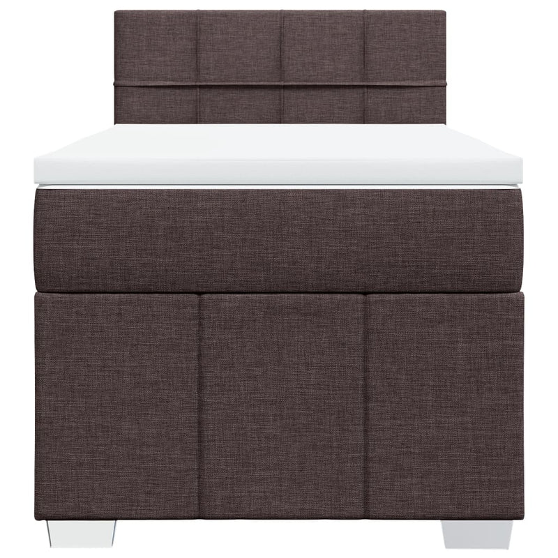 vidaXL sötétbarna szövet rugós ágy matraccal 80 x 200 cm