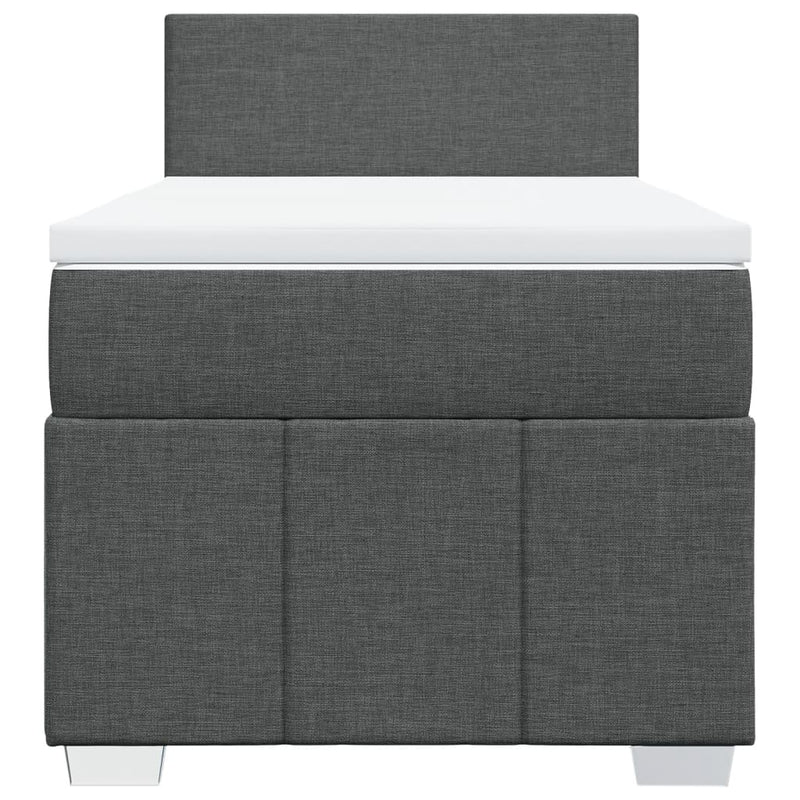 vidaXL sötétszürke szövet rugós ágy matraccal 100 x 200 cm