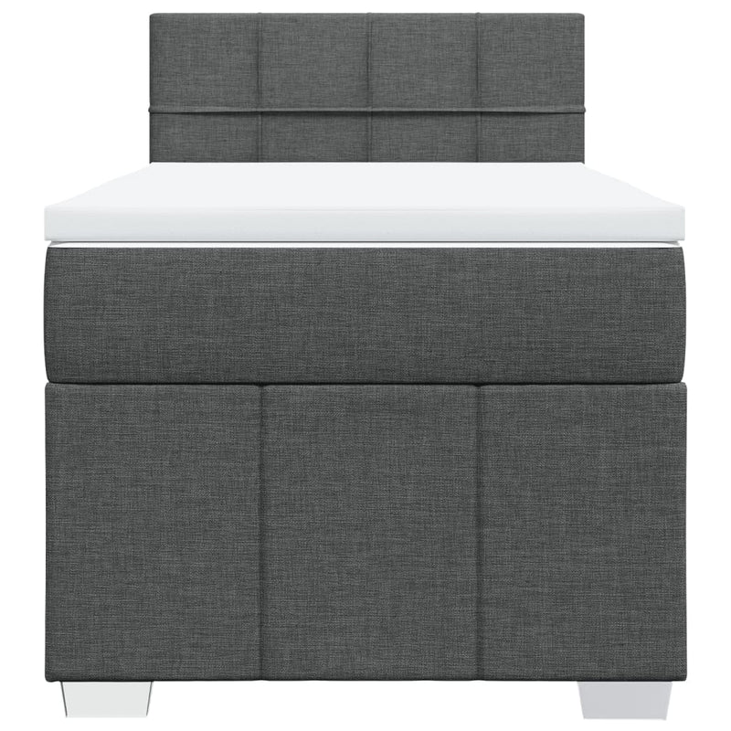 vidaXL sötétszürke szövet rugós ágy matraccal 100 x 200 cm