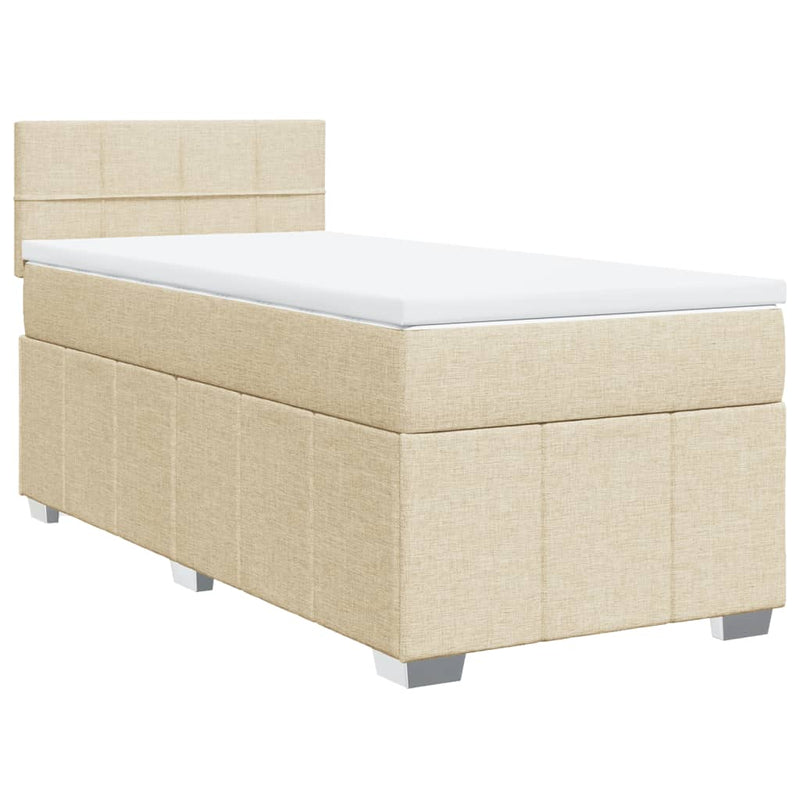 vidaXL krémszínű szövet rugós ágy matraccal 100 x 200 cm