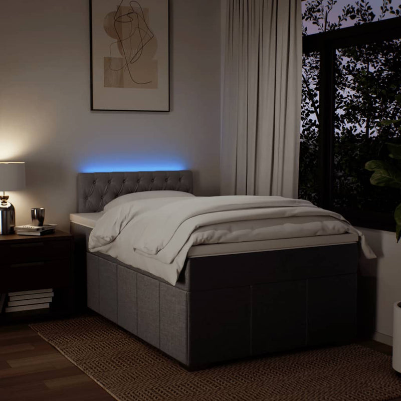 vidaXL tópszínű szövet rugós ágy matraccal 120 x 190 cm