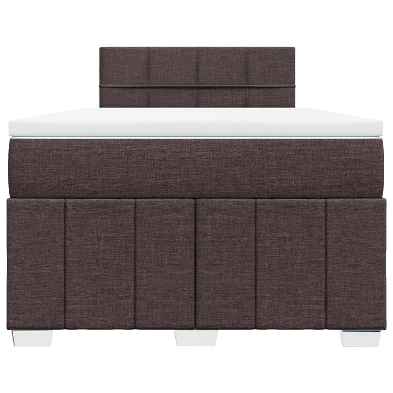 vidaXL sötétbarna szövet rugós ágy matraccal 120 x 200 cm
