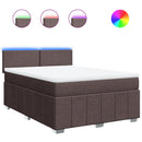 vidaXL sötétbarna szövet rugós ágy matraccal 140 x 200 cm