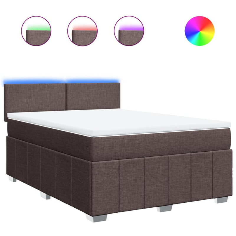 vidaXL sötétbarna szövet rugós ágy matraccal 140 x 200 cm