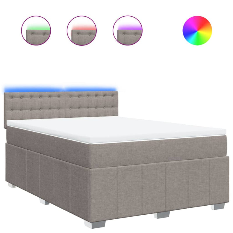 vidaXL tópszínű szövet rugós ágy matraccal 140 x 200 cm