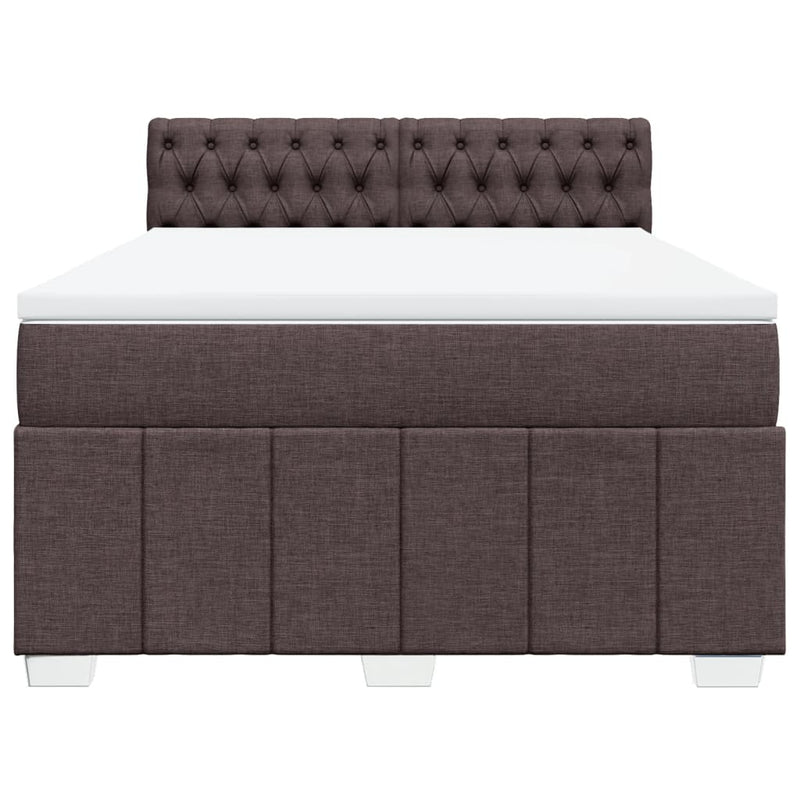 vidaXL sötétbarna szövet rugós ágy matraccal 160 x 200 cm