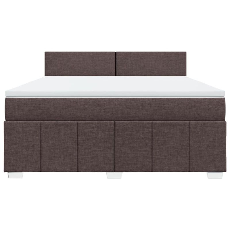 vidaXL sötétbarna szövet rugós ágy matraccal 180 x 200 cm