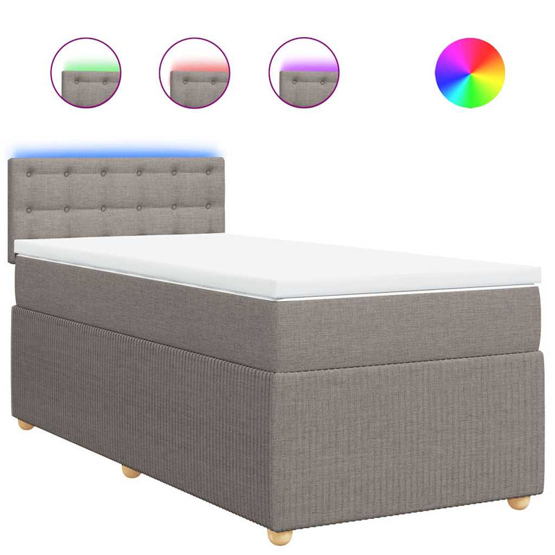 vidaXL tópszínű szövet rugós ágy matraccal 90 x 190 cm