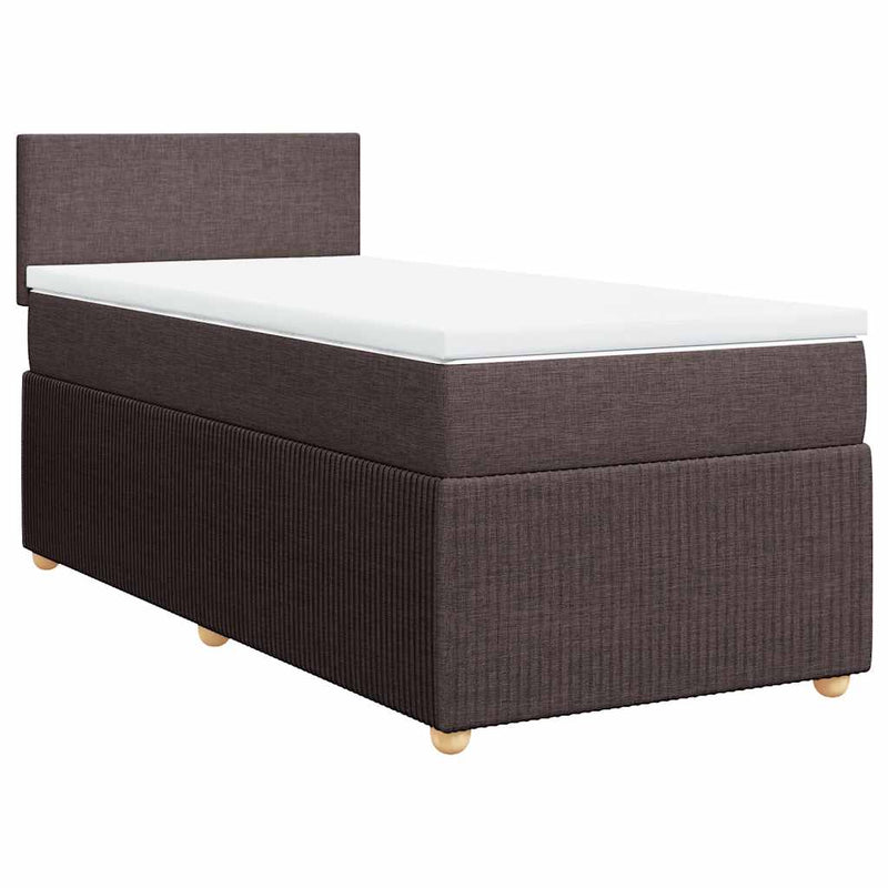 vidaXL sötétbarna szövet rugós ágy matraccal 100 x 200 cm