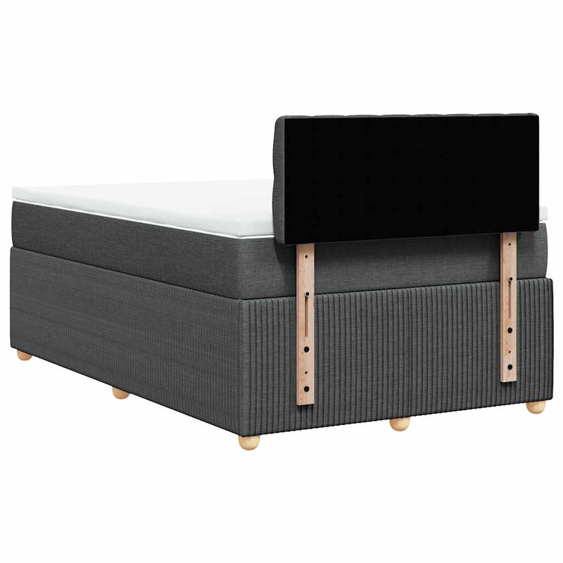 vidaXL sötétszürke szövet rugós ágy matraccal 120 x 190 cm