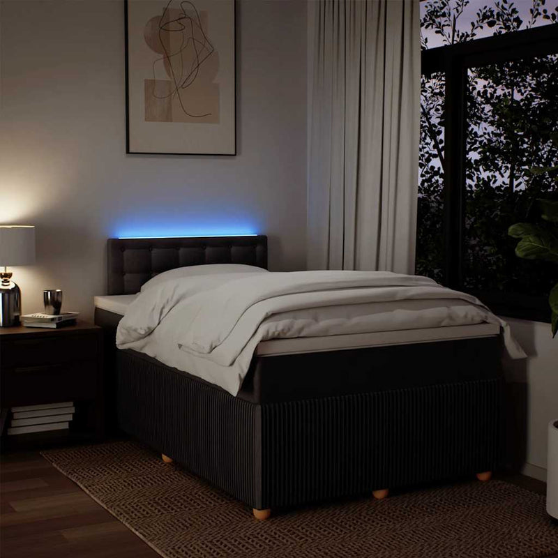 vidaXL sötétbarna szövet rugós ágy matraccal 120 x 190 cm