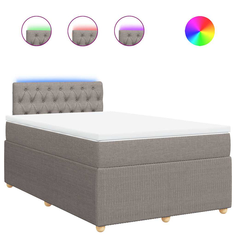 vidaXL tópszínű szövet rugós ágy matraccal 120 x 200 cm