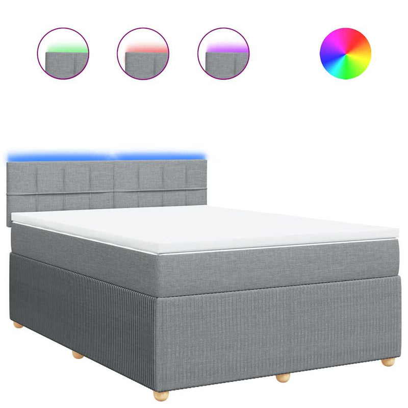 vidaXL világosszürke szövet rugós ágy matraccal 140 x 190 cm