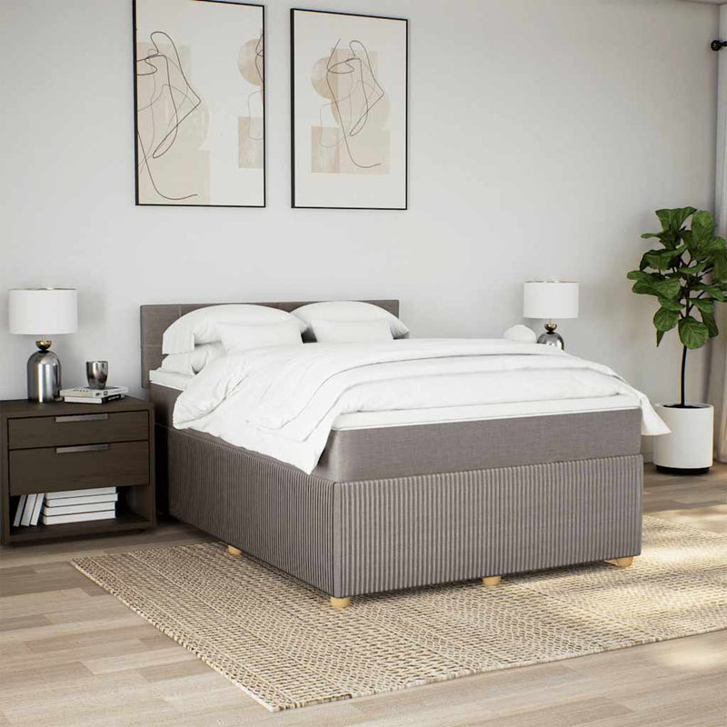 vidaXL tópszínű szövet rugós ágy matraccal 140 x 190 cm