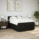 vidaXL fekete szövet rugós ágy matraccal 140 x 190 cm