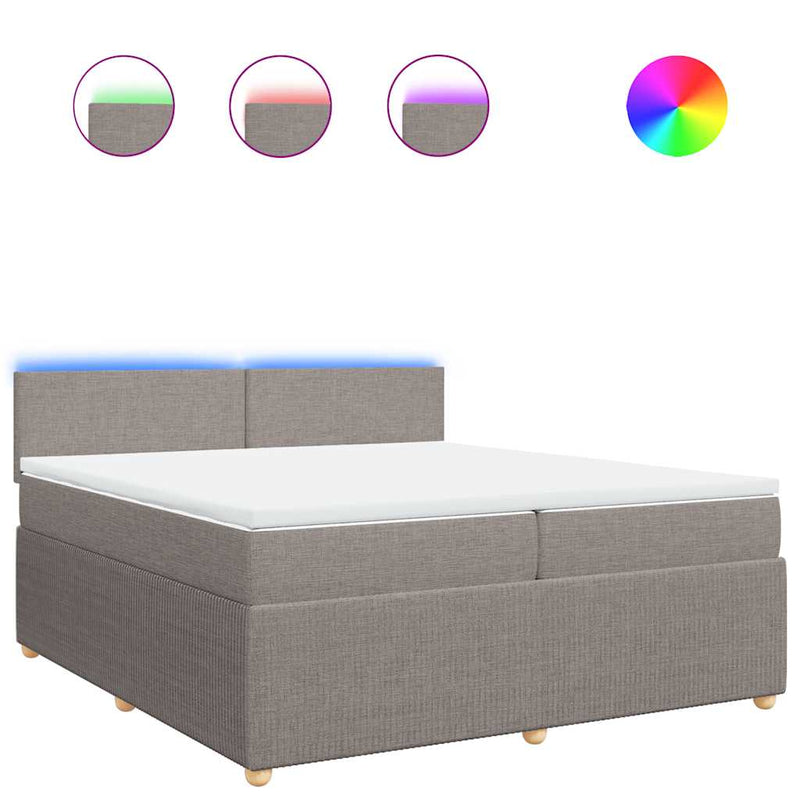 vidaXL tópszínű szövet rugós ágy matraccal 200 x 200 cm