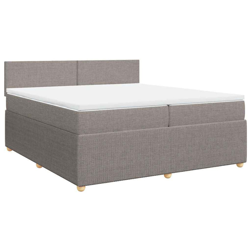 vidaXL tópszínű szövet rugós ágy matraccal 200 x 200 cm