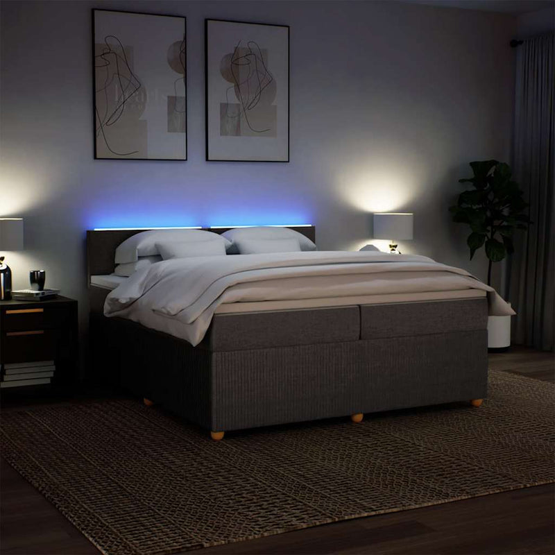vidaXL tópszínű szövet rugós ágy matraccal 200 x 200 cm