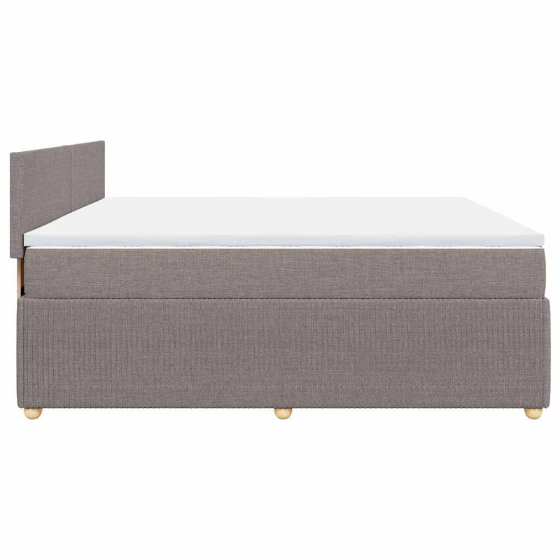 vidaXL tópszínű szövet rugós ágy matraccal 200 x 200 cm