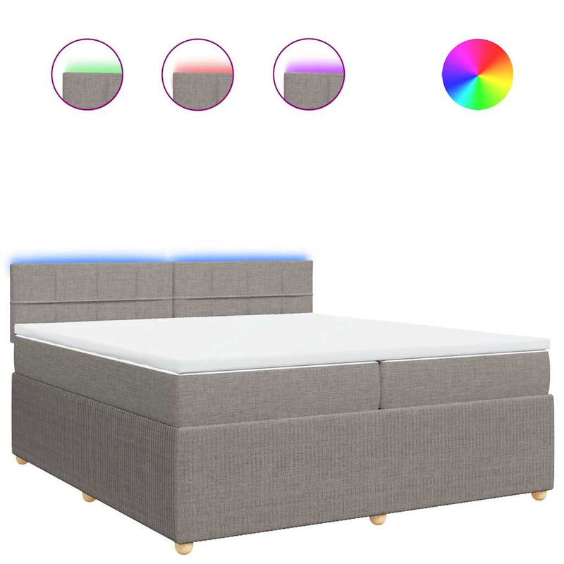 vidaXL tópszínű szövet rugós ágy matraccal 200 x 200 cm