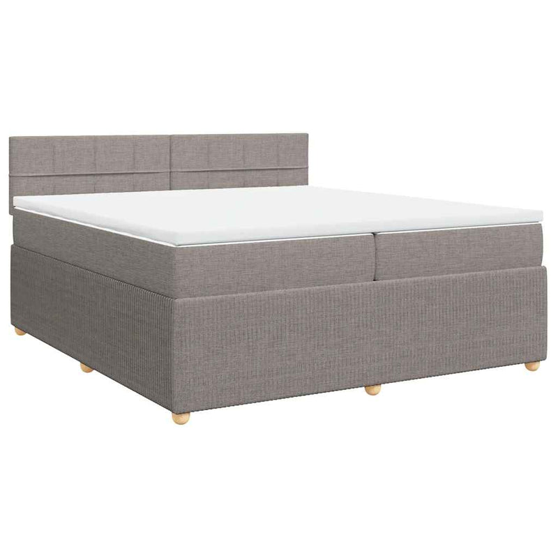 vidaXL tópszínű szövet rugós ágy matraccal 200 x 200 cm