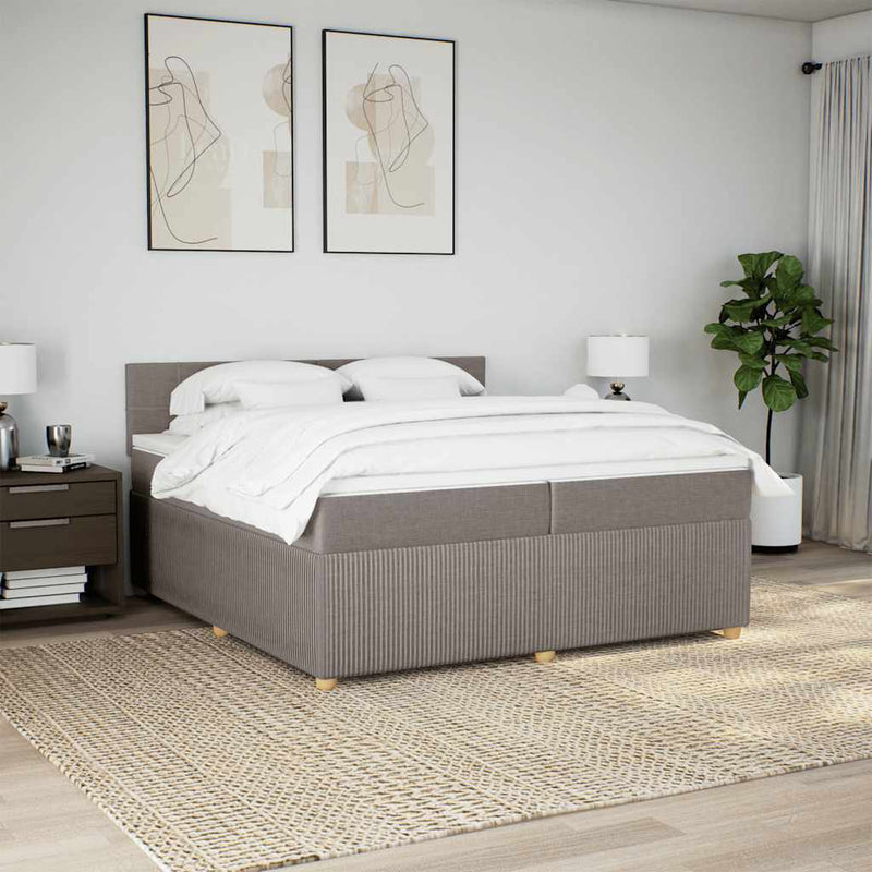 vidaXL tópszínű szövet rugós ágy matraccal 200 x 200 cm