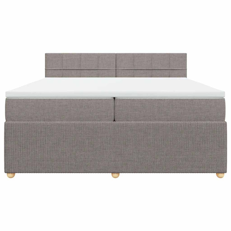 vidaXL tópszínű szövet rugós ágy matraccal 200 x 200 cm