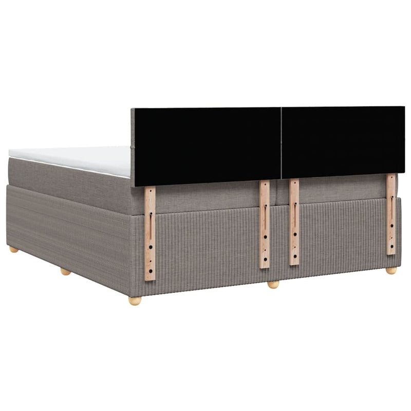 vidaXL tópszínű szövet rugós ágy matraccal 200 x 200 cm