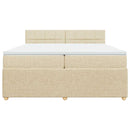 vidaXL krémszínű szövet rugós ágy matraccal 200 x 200 cm