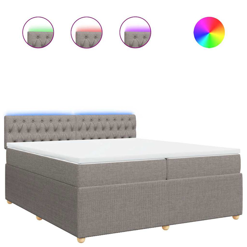 vidaXL tópszínű szövet rugós ágy matraccal 200 x 200 cm