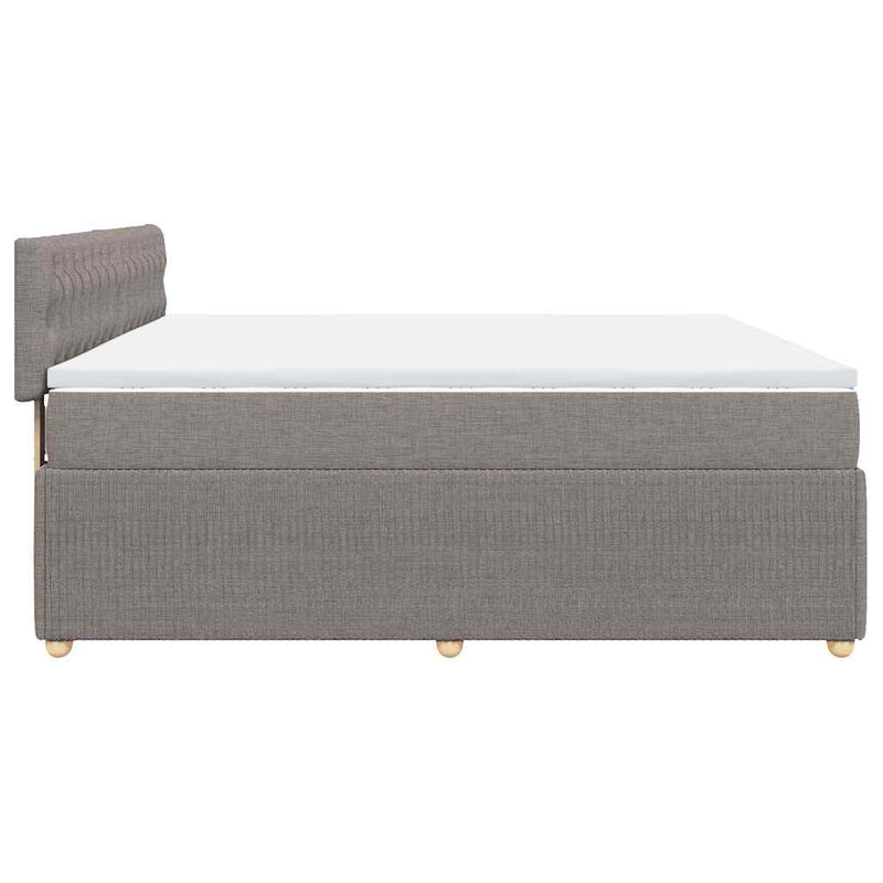 vidaXL tópszínű szövet rugós ágy matraccal 200 x 200 cm