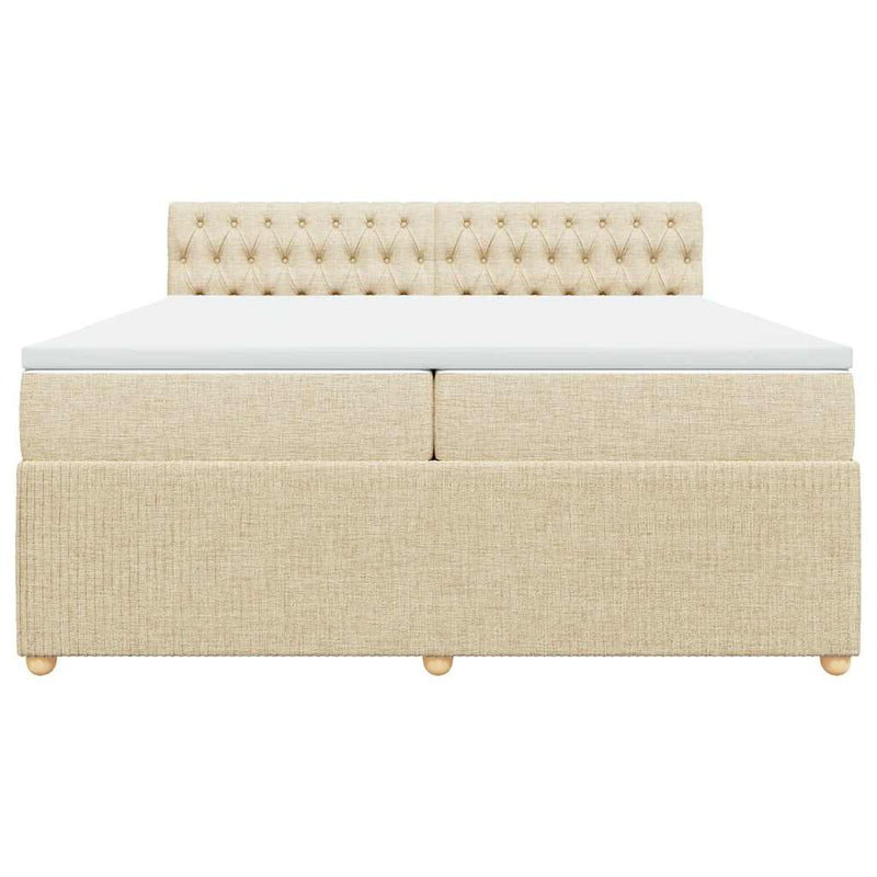 vidaXL krémszínű szövet rugós ágy matraccal 200 x 200 cm