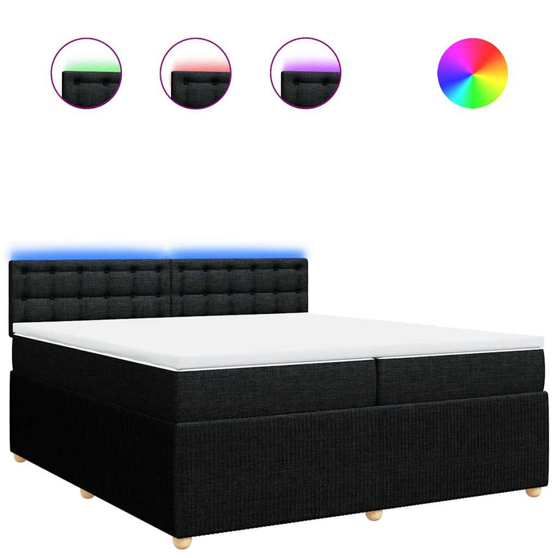 vidaXL fekete szövet rugós ágy matraccal 200 x 200 cm