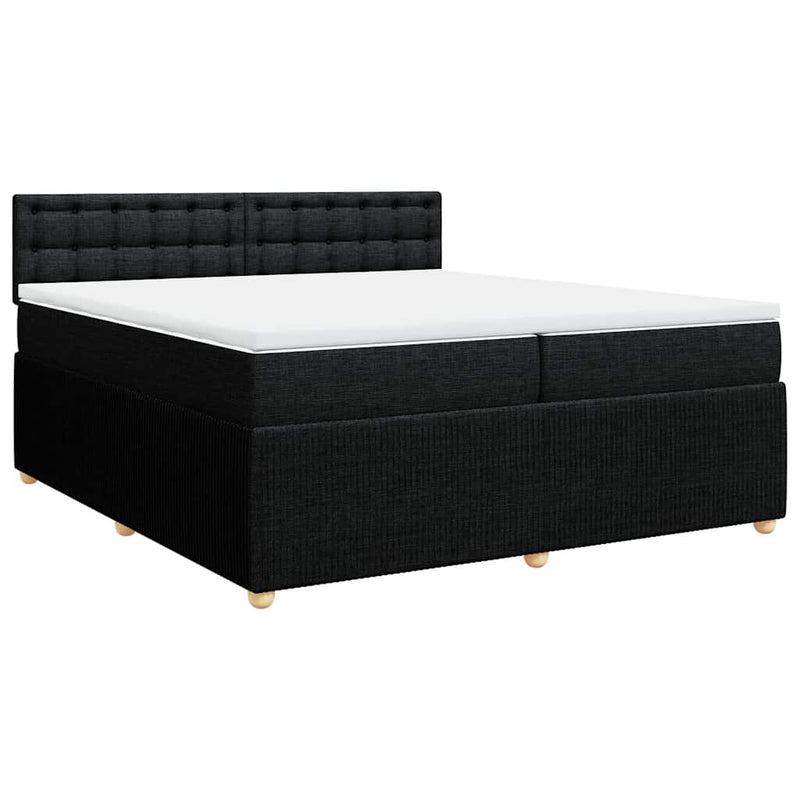 vidaXL fekete szövet rugós ágy matraccal 200 x 200 cm