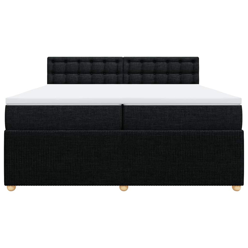 vidaXL fekete szövet rugós ágy matraccal 200 x 200 cm