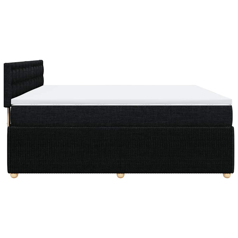 vidaXL fekete szövet rugós ágy matraccal 200 x 200 cm