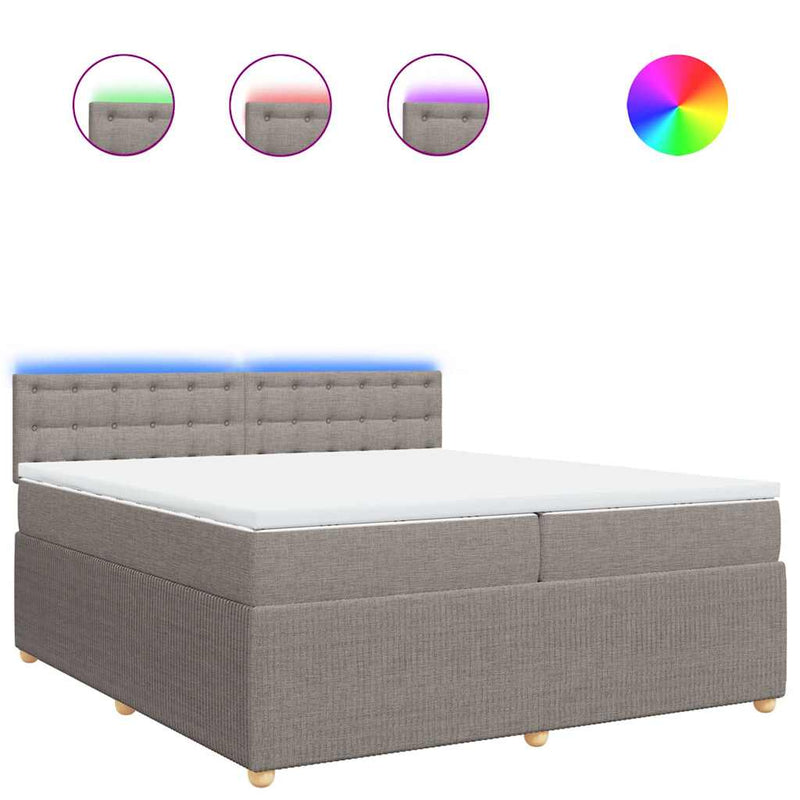 vidaXL tópszínű szövet rugós ágy matraccal 200 x 200 cm