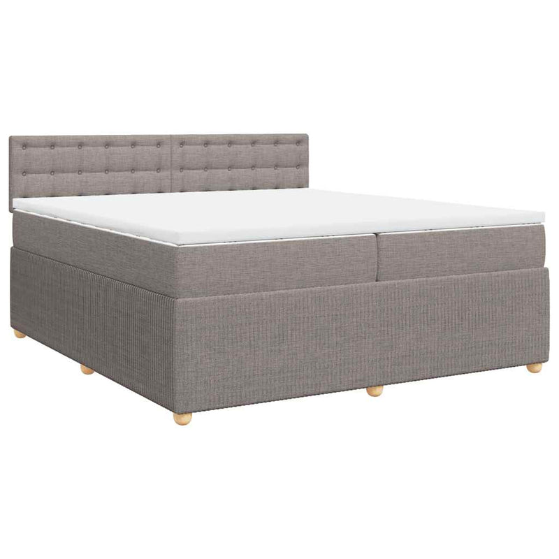 vidaXL tópszínű szövet rugós ágy matraccal 200 x 200 cm