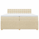 vidaXL krémszínű szövet rugós ágy matraccal 200 x 200 cm